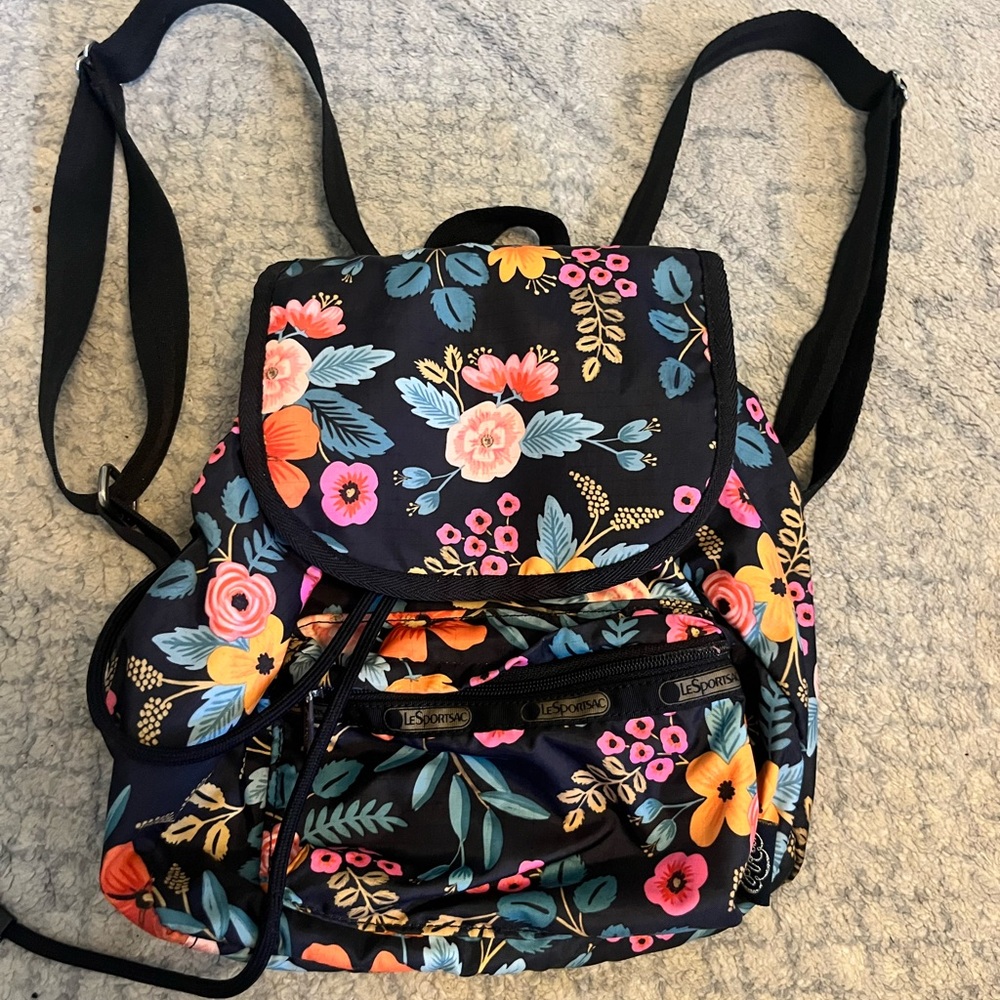 LeSportsac Rifle Paper Co. Black Floral Mini Backpack